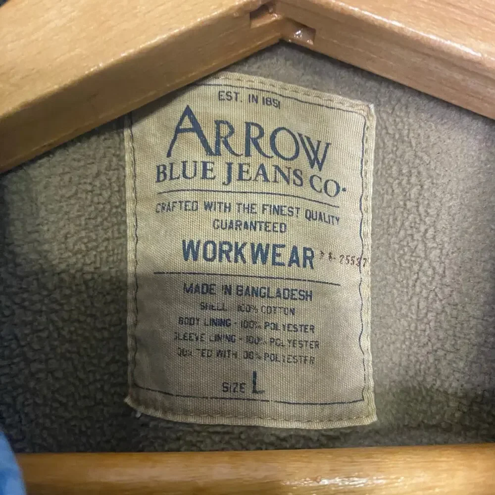 Vintage Arrow Blue Jeans Fleece Lined Chore Jacket Mens Buttons‎ Large Western